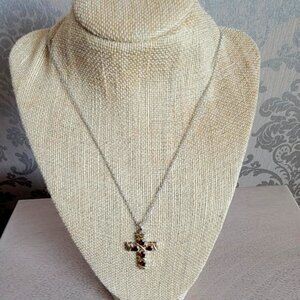 Garnet Cross Necklace